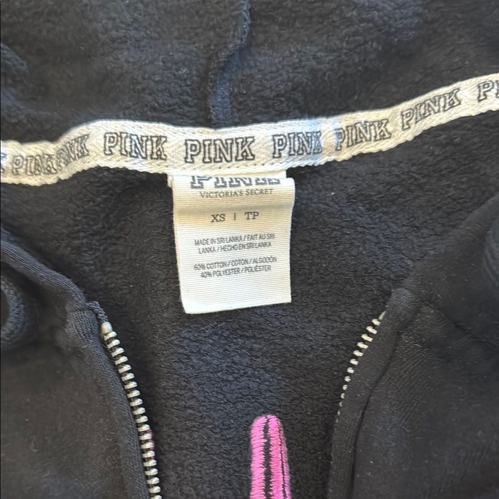 PINK Victoria's Secret Black Hoodie with Pink Logo - Picture 3 of 4